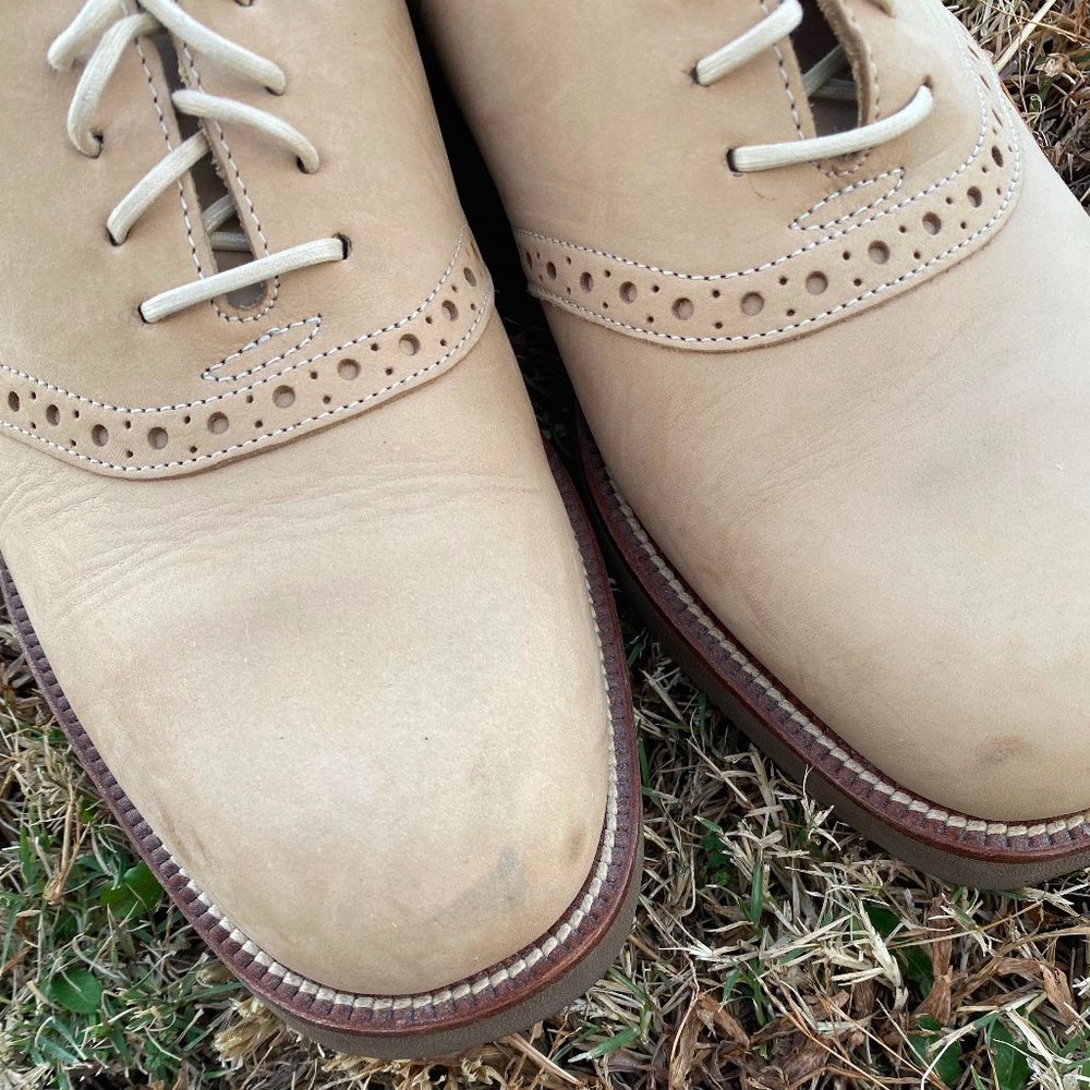 HS TRASK Oxford Derby Shoes Mens 8 Womens 10 Tan Leather Lace Up - Picture 6 of 9